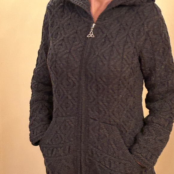 NWT Aran Crafts merino cable hoodie sweater cardigan S - Picture 16 of 16